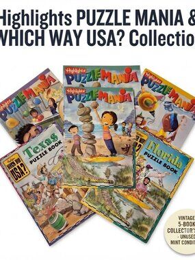 VTG 90s Highlights Puzzle Mania & Which Way USA Books Lot of 5 Unused Deadstock